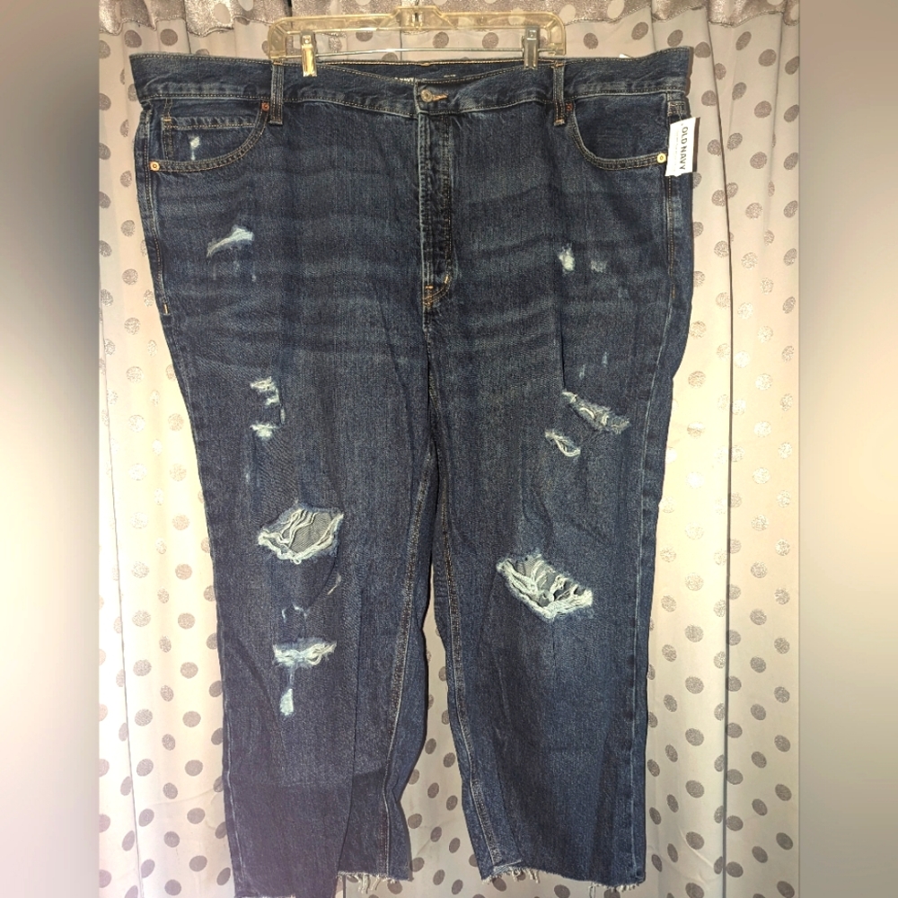 Old Navy High-Rise Distressed Straight Jeans 👖 26 NWT